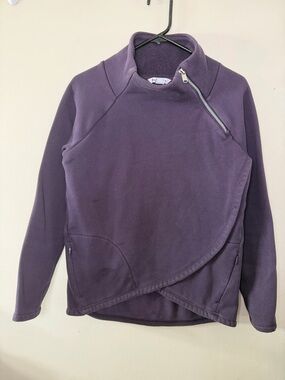 Athleta Small Purple Asymmetrical Zip Fleece Pullover Wrap Sweatshirt Cozy